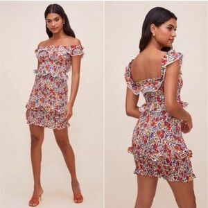 ASTR The Label Isabel Lace Smocked Dress size Medium